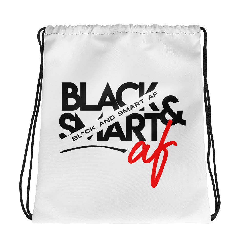 Black & Smart AF Drawstring Bag