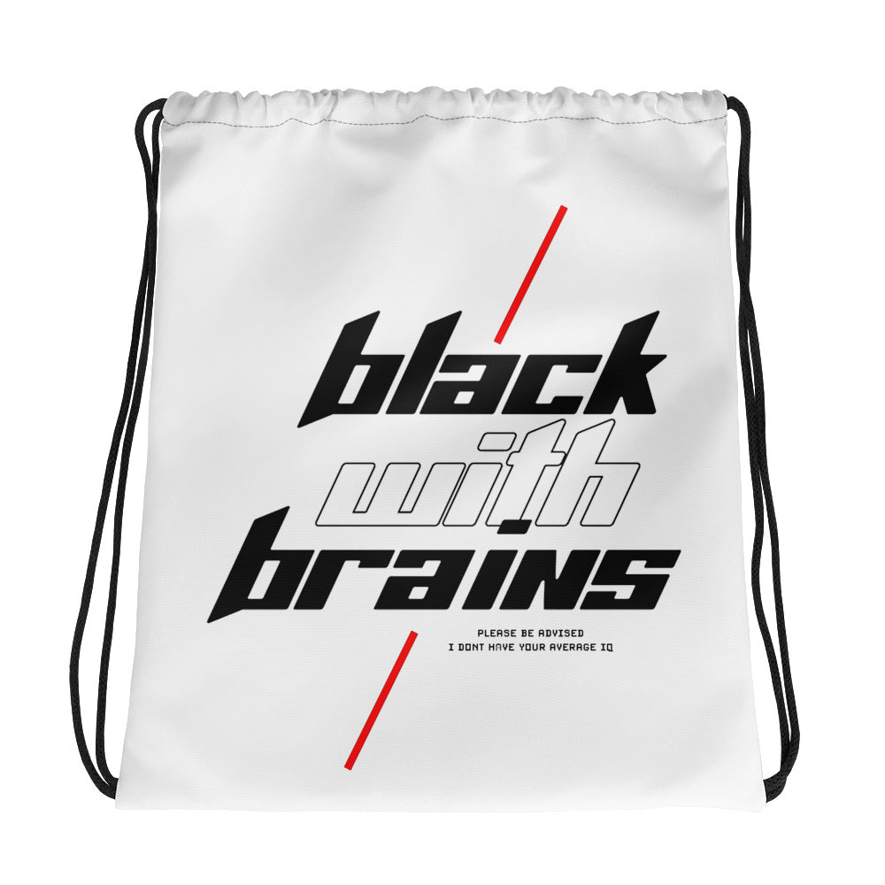 Black With Brains Drawstring Bag