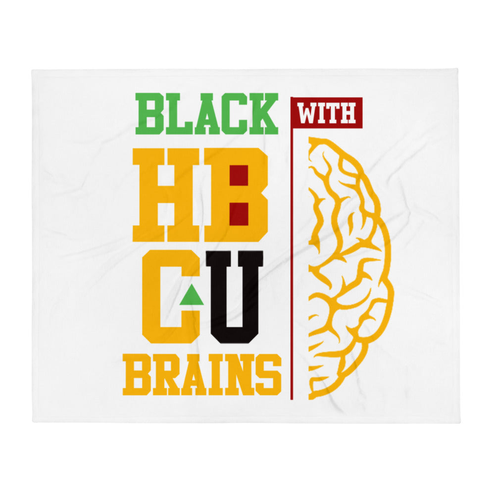 Black With Brains HBCU Brains Throw Blanket