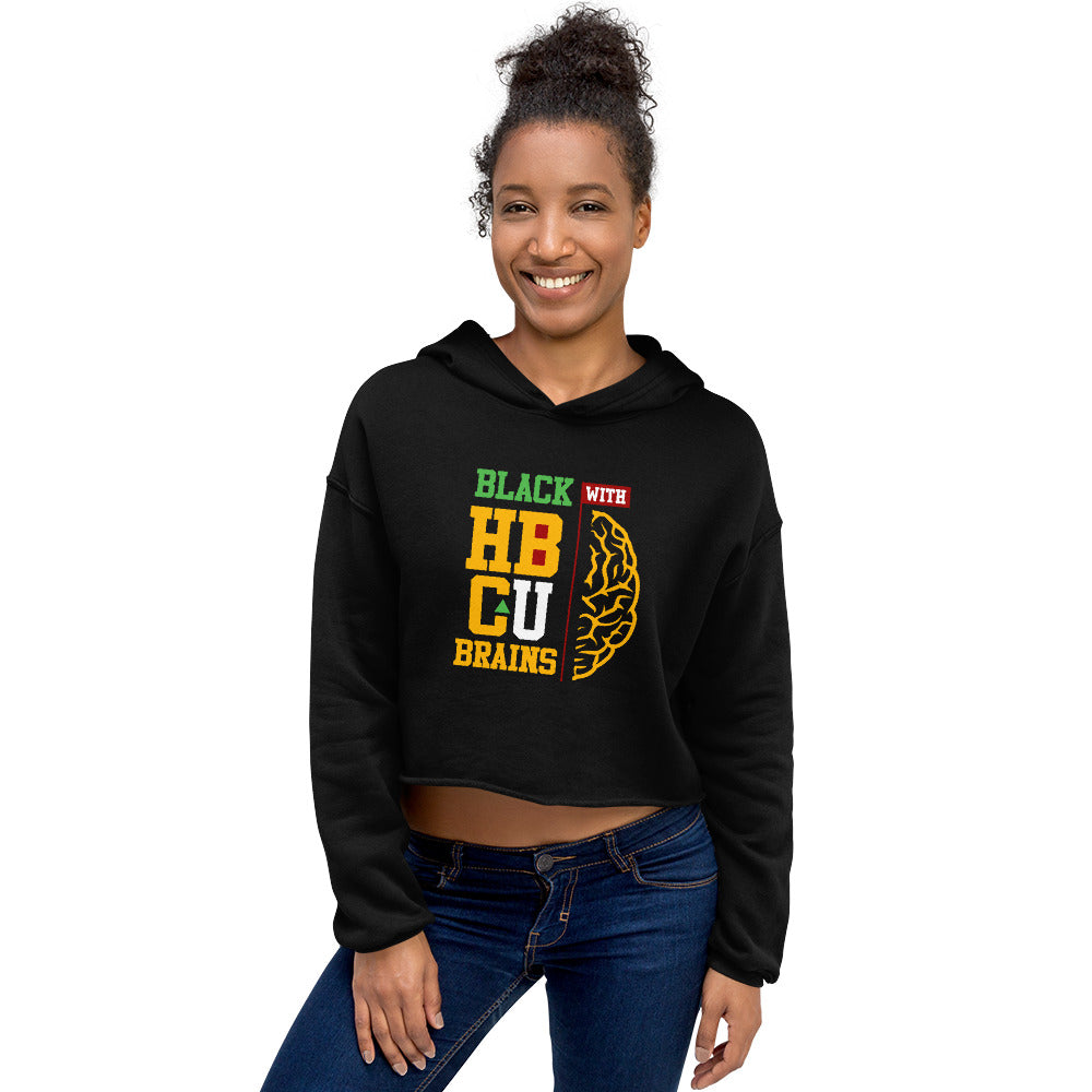 Black With HBCU Brains Crop Hoodie