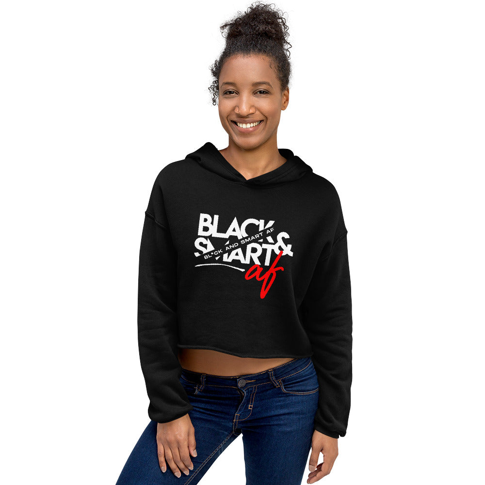 Black & Smart AF Crop Hoodie